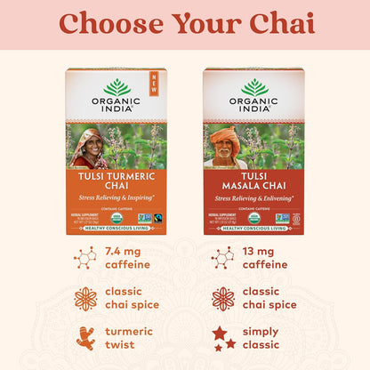 ORGANIC INDIA Tulsi Moringa Tea Bags - Holy Basil, Lemongrass, Moringa Leaves, Stress Relieving & Nourishing, Immune Support Tea, Vegan, Certified Organic, Caffeine-Free - 18 Infusion Bags, 6 Pack
