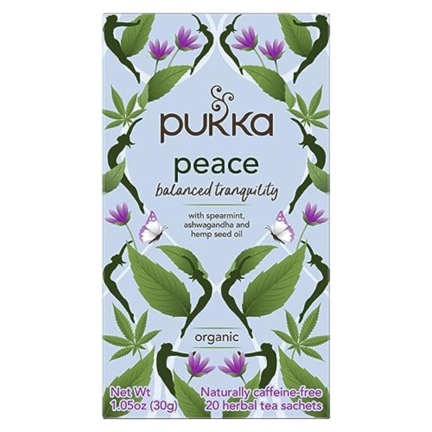 Pukka Peace Organic Tea Bags, Herbal Tea with Spearmint, Ashwagandha, and Hemp Seed Oil, Perfect for Balanced Tranquility, Caffeine Free, 80 Total Tea Bags.