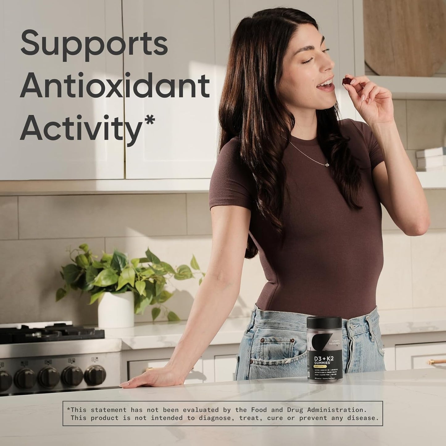 Sports Research Vegan Vitamin D3 + K2 Gummies – 5000 IU D3, MK-7 K2 [60ct]