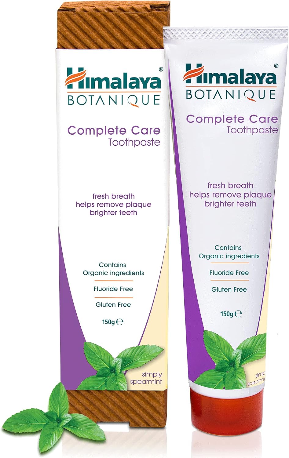 Himalaya Botanique Complete Care Toothpaste, Spearmint Flavor, Fights Plaque, Freshens Breath, Fluoride Free, No Artificial Flavors, SLS Free, Cruelty Free, Foaming, 5.29 Oz, 1 Pack