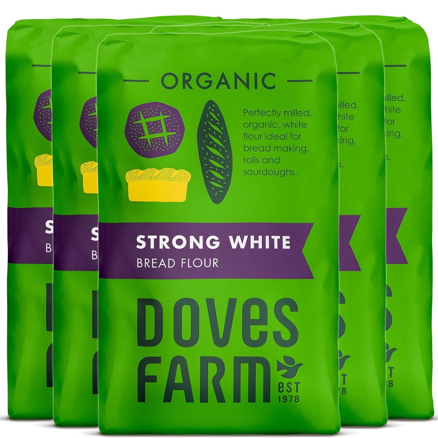 Doves Farm Organic Strong White Bread Flour | British Sourdough Bread & Roll Making Flour | Ideal for Artisan Breadmaking | Unbleached Bread Flour | 52.91 Oz (1.5kg)