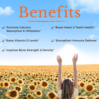 Vitalitown Vitamin D3 K2 Supplement, Vitamin D3 10000 IU Vitamin K2 (MK7) 200 mcg, 90 Softgels, Non-GMO, No Gluten & Soy, for Bone, Teeth, Immune & Heart Health