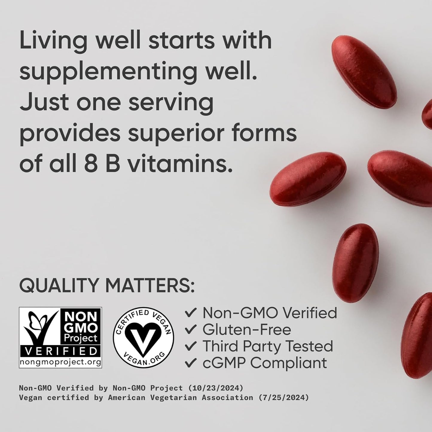 Sports Research Vitamin B-Complex - Full Spectrum of B Vitamins - Plant-Based Vegan-Friendly Formula - 60 Veggie Softgels