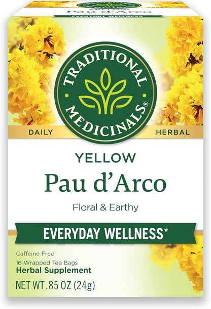 Traditional Medicinals Tea, Yellow Pau d'Arco, Everyday Wellness, 16 Tea Bags