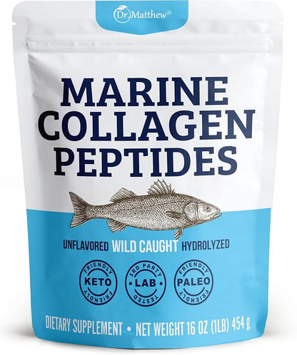 Dr. Matthew Marine Collagen Peptides Powder from Hydrolyzed Wild Caught Fish Protein - Hair & Beauty Supplements for Women & Men