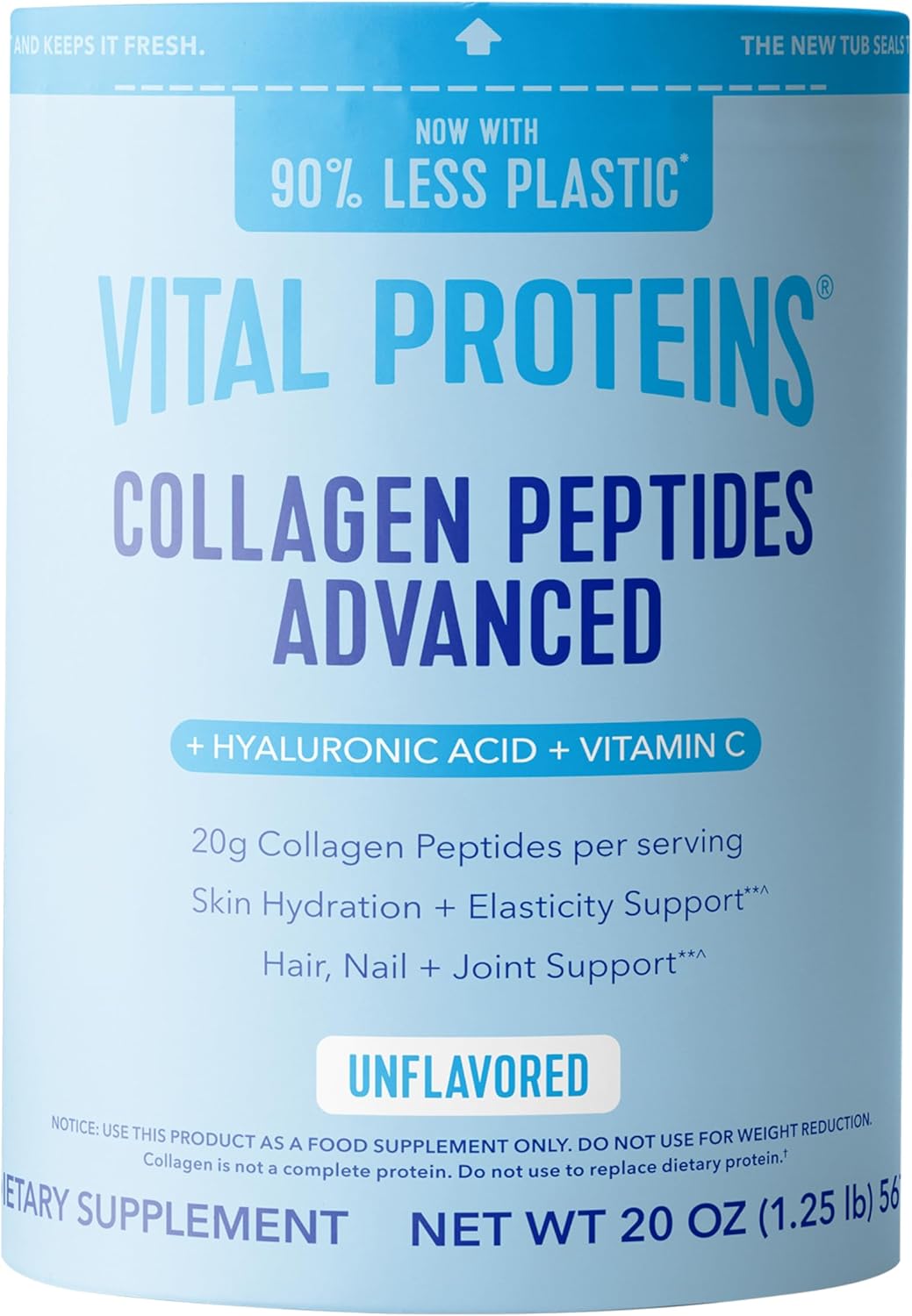 Vital Proteins Collagen Peptides Advanced, Hydrolyzed Peptides with Hyaluronic Acid and Vitamin C - Strawberry Lemon Flavor Powder, 10.5oz