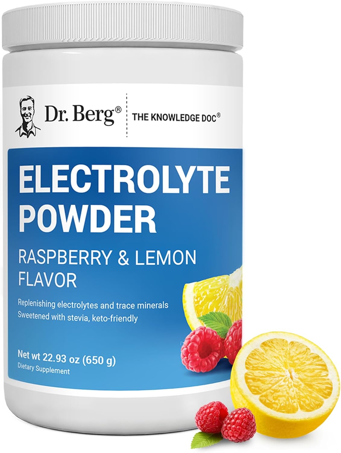 Dr. Berg Zero Sugar Hydration Keto Electrolyte Powder - Enhanced w/ 1000 mg of Potassium & Real Pink Himalayan Salt (NOT Table Salt) - Lemonade Flavor Hydration Drink Mix Supplement - 100 Servings