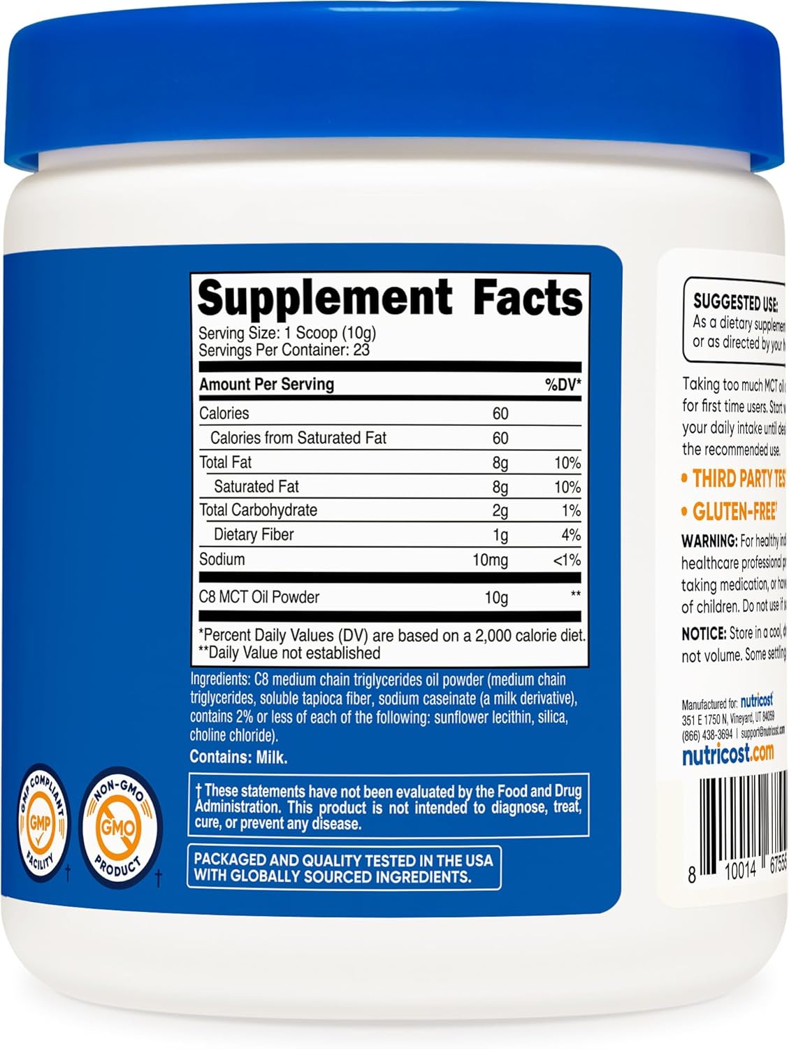 Nutricost C8 MCT Oil Powder 23 Servings (8oz) - 95% C8 MCT Oil Powder