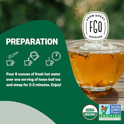 FGO Organic Nettle Leaf Tea, 100 Count, Eco-Conscious Tea Bags, Caffeine Free, Resealable Bag, Packaging May Vary (Pack of 1)