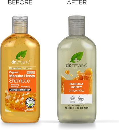 Dr Organic Aloe Vera Shampoo, Soothing, All Hair Types, Natural, Vegan, Cruelty-Free, Paraben & SLS-Free, Recyclable & Recycled Ocean Bound Plastic, Certified Organic, 265ml, Packaging may vary