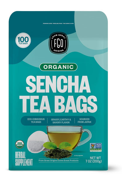 FGO Organic Nettle Leaf Tea, 100 Count, Eco-Conscious Tea Bags, Caffeine Free, Resealable Bag, Packaging May Vary (Pack of 1)