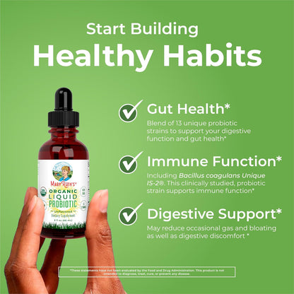 MaryRuth Organics USDA Organic Liquid Probiotic | Digestive Health | Gut Health | Probiotics for Women | Probiotics for Men | Probiotics for Kids | Acidophilus Probiotic | Non-GMO | 40 Servings