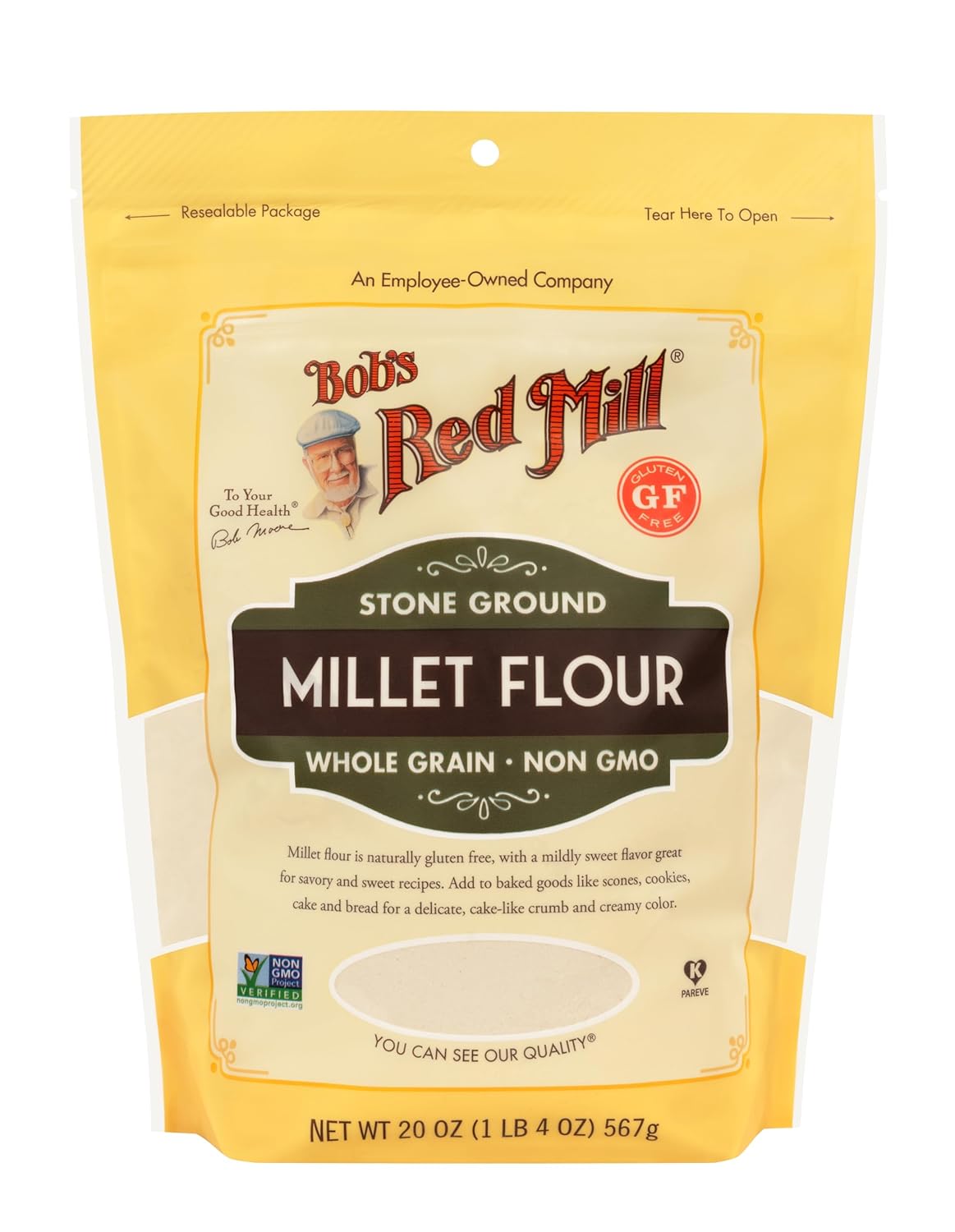 Bob's Red Mill Stone Ground Whole Grain, Millet Flour, 20 Ounce