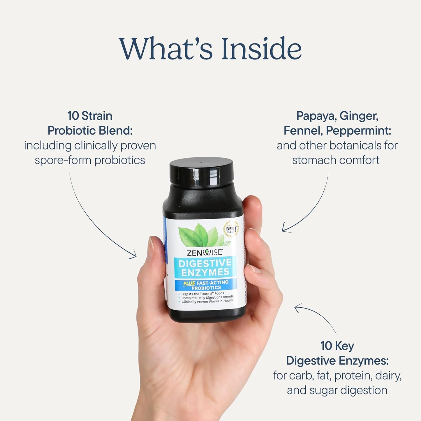 Zenwise Probiotic Digestive Multi Enzymes 180 Count