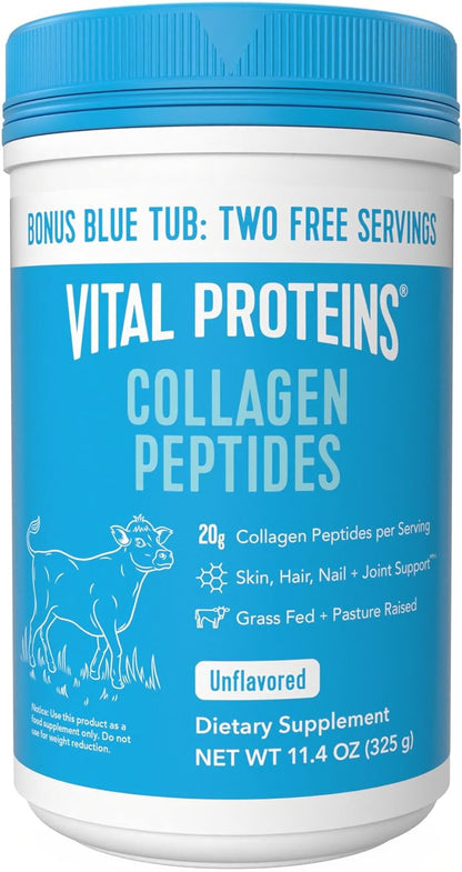 Vital Proteins Collagen Peptides Powder, Promotes Hair, Nail, Skin, Bone and Joint Health, Zero Sugar, Unflavored 19.3 OZ