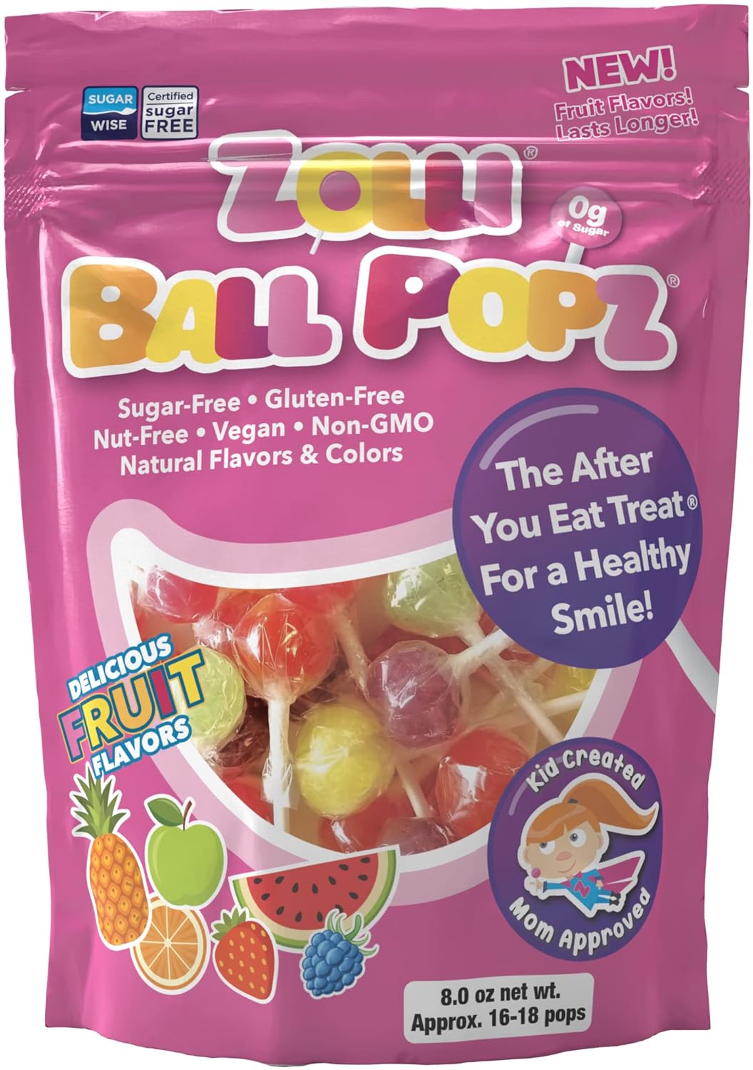 Zollipops Cherry-Pineapple Duo Pops - Sugar-Free, Allergy-Free, Vegan, KETO & Diabetic Friendly, Clean Teeth Candy, Red-Yellow - Enjoy the Dynamic Duo of Cherry and Pineapple