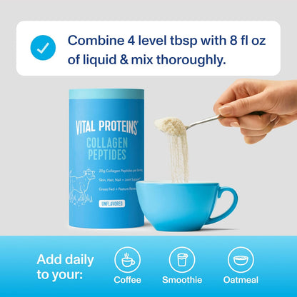 Vital Proteins Collagen Peptides Powder - Grass Fed Collagen Peptides for Hair, Nail, Skin, Bone & Joint Health, Vanilla, 23.2 Ounces