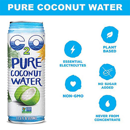 C2O Pure Coconut Water with Mango | Plant Based | Non-GMO | No Added Sugar | Essential Electrolytes | 17.5 FL OZ