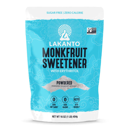 Lakanto Powdered Monk Fruit Sweetener with Erythritol - Powdered Sugar Substitute, Zero Calorie, Keto Diet Friendly, Zero Net Carbs, Baking, Extract, Sugar Replacement