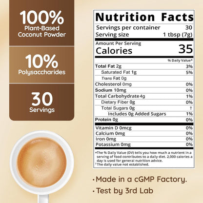 Veltracha Mushroom Coconut Coffee Creamer, Coffee Mate Creamer Powder with Pure Coconut Extract and 6 Adaptogenic Mushroom, Superfood Creamer Vegan & Unsweetened, 7.41oz (30 Servings), Mocha