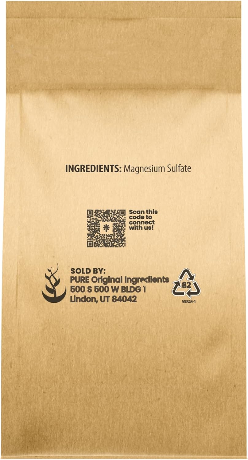 Pure Original Ingredients Epsom Salt Pure Magnesium Sulfate, Food Grade, Soaking Solution (1 Pound)