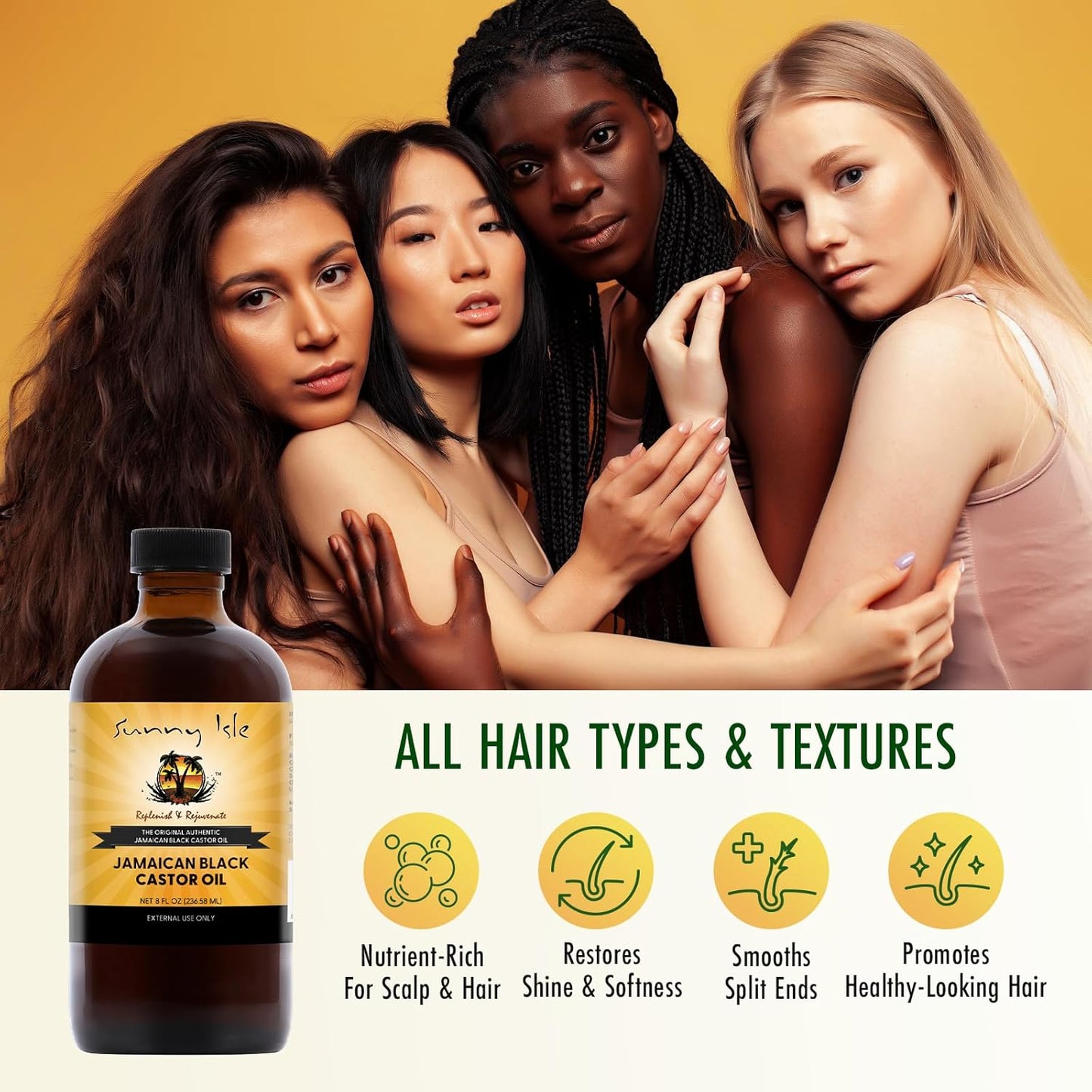 Sunny Isle Jamaican Black Castor Oil 4oz | 100% Natural for Hair, Scalp and Skin Care