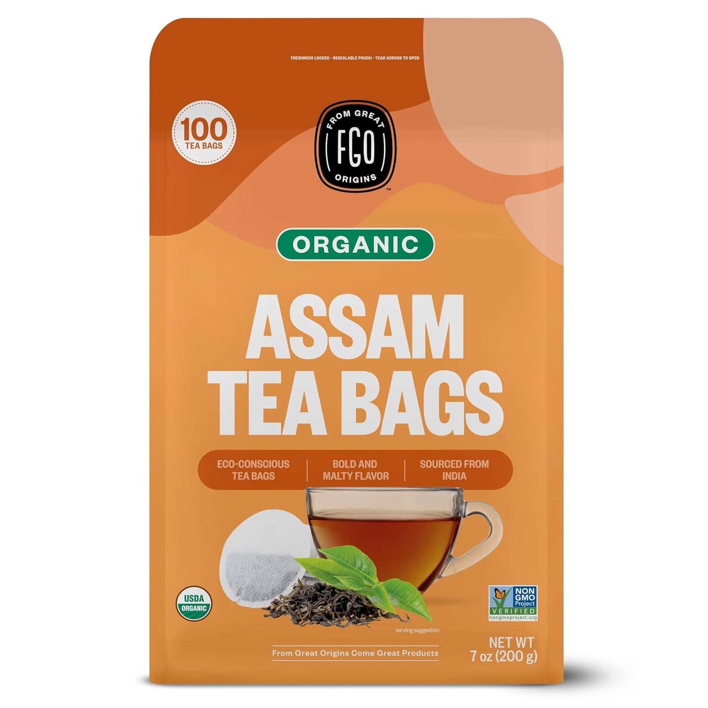 FGO Organic Milk Thistle Tea, 100 Count, Eco-Conscious Herbal Tea Bags, Resealable Bag, Caffeine Free, Packaging May Vary (Pack of 1)