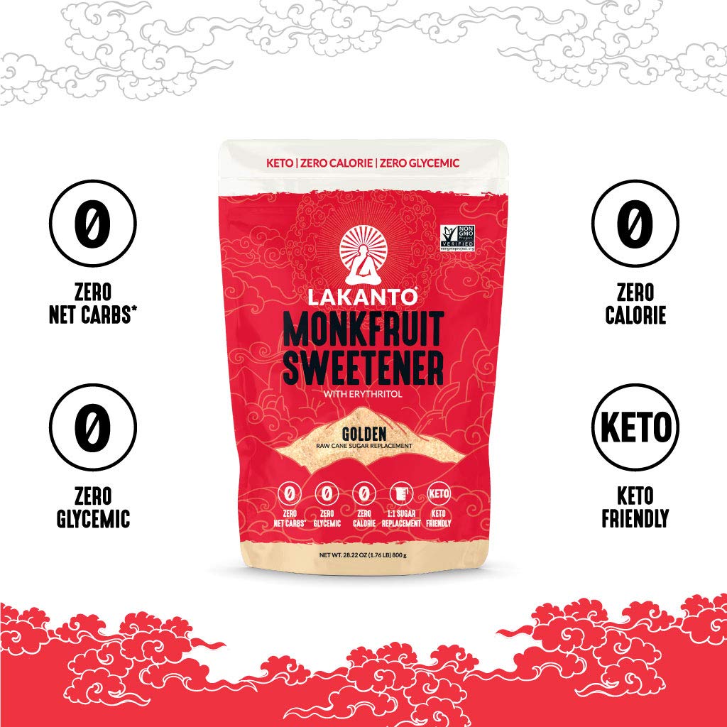 Lakanto Powdered Monk Fruit Sweetener with Erythritol - Powdered Sugar Substitute, Zero Calorie, Keto Diet Friendly, Zero Net Carbs, Baking, Extract, Sugar Replacement
