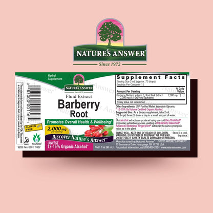 Nature's Answer Barberry Root with Organic Low Alcohol, 1-Fluid Ounce | Promotes Immune Function | Supports Digestive Health