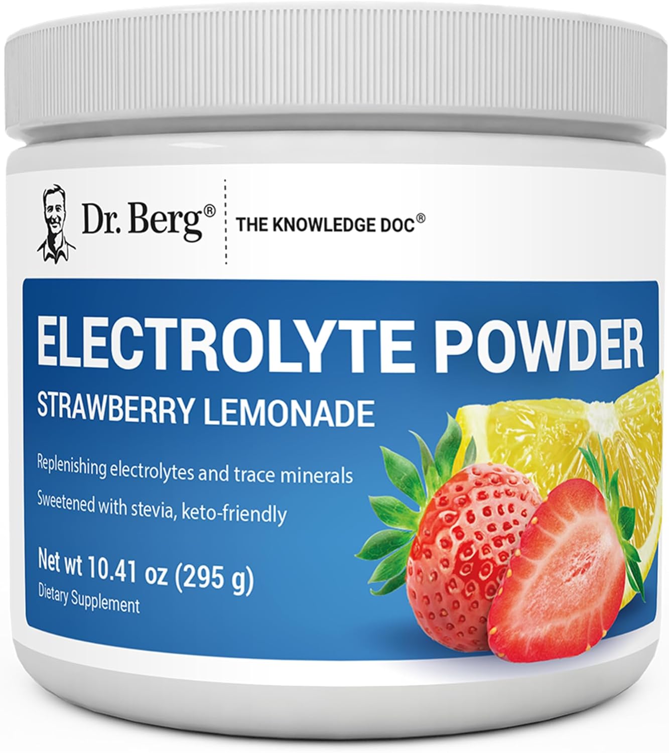 Dr. Berg Zero Sugar Hydration Keto Electrolyte Powder - Enhanced w/ 1000 mg of Potassium & Real Pink Himalayan Salt (NOT Table Salt) - Lemonade Flavor Hydration Drink Mix Supplement - 100 Servings