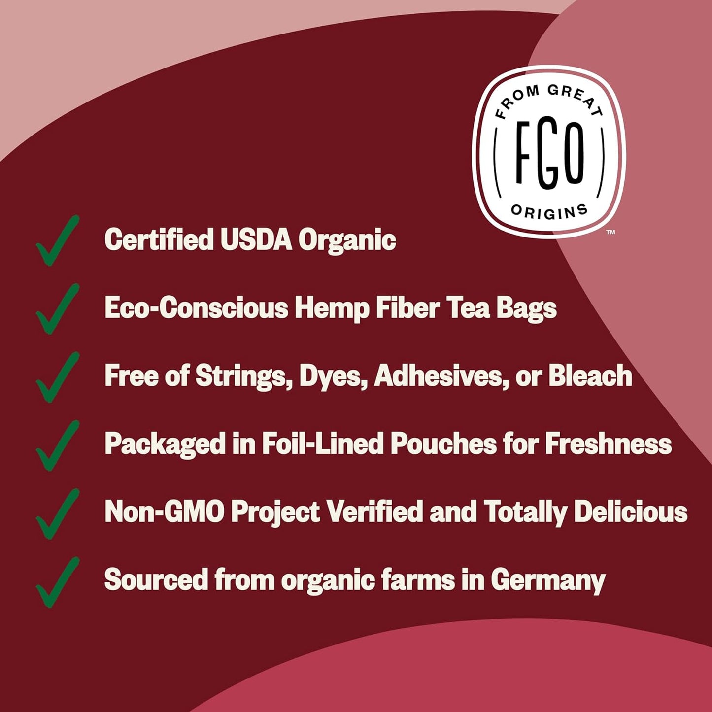 FGO Organic Nettle Leaf Tea, 100 Count, Eco-Conscious Tea Bags, Caffeine Free, Resealable Bag, Packaging May Vary (Pack of 1)