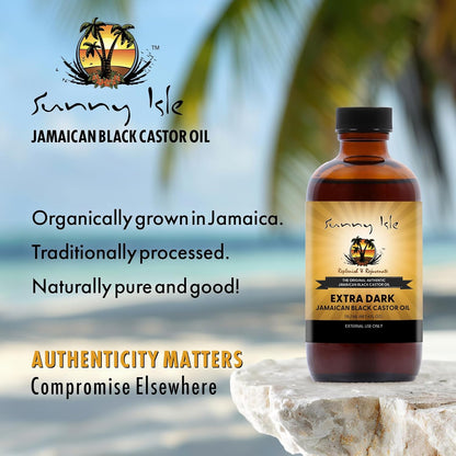 Sunny Isle Jamaican Black Castor Oil 4oz | 100% Natural for Hair, Scalp and Skin Care