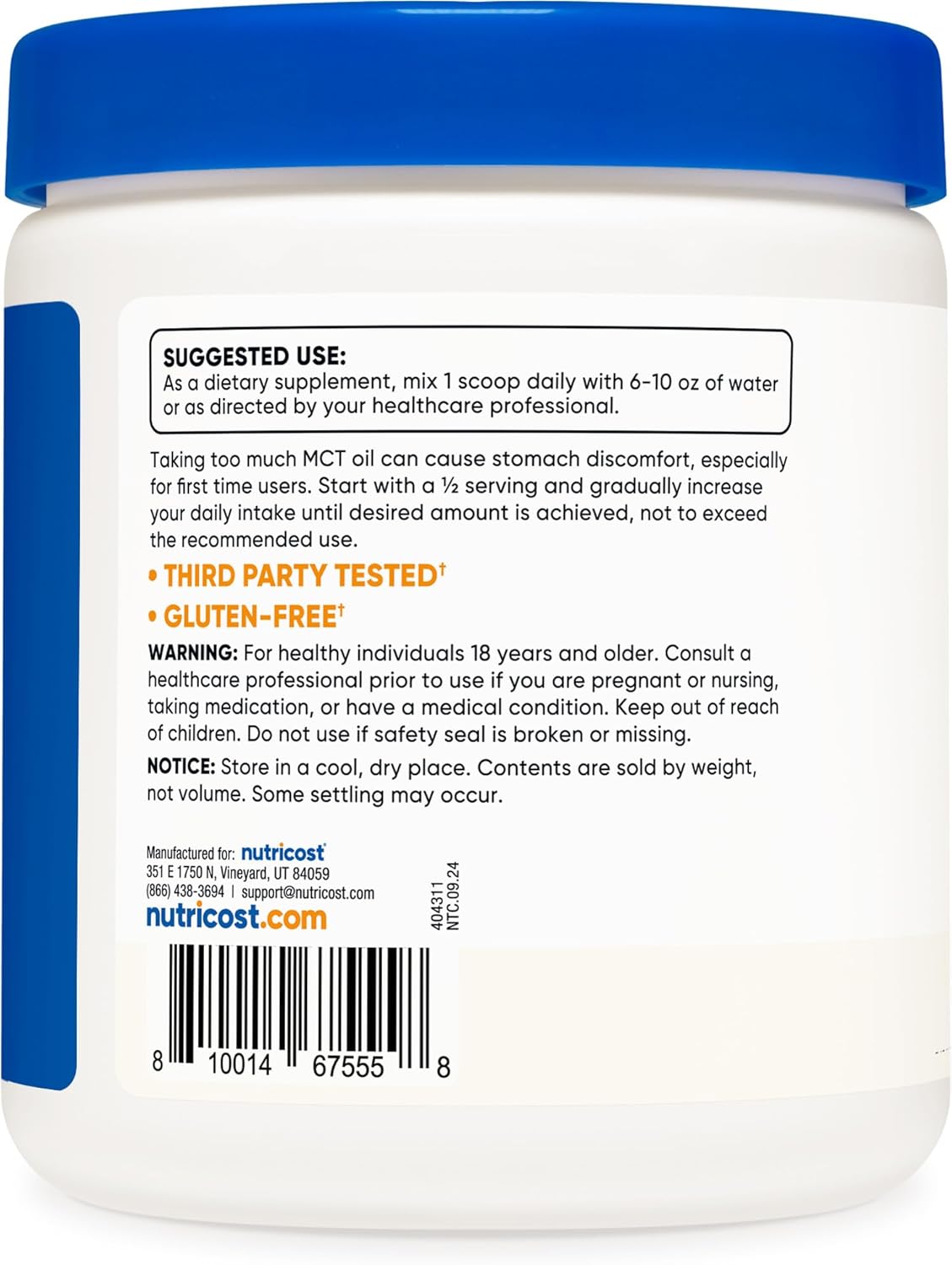Nutricost C8 MCT Oil Powder 23 Servings (8oz) - 95% C8 MCT Oil Powder