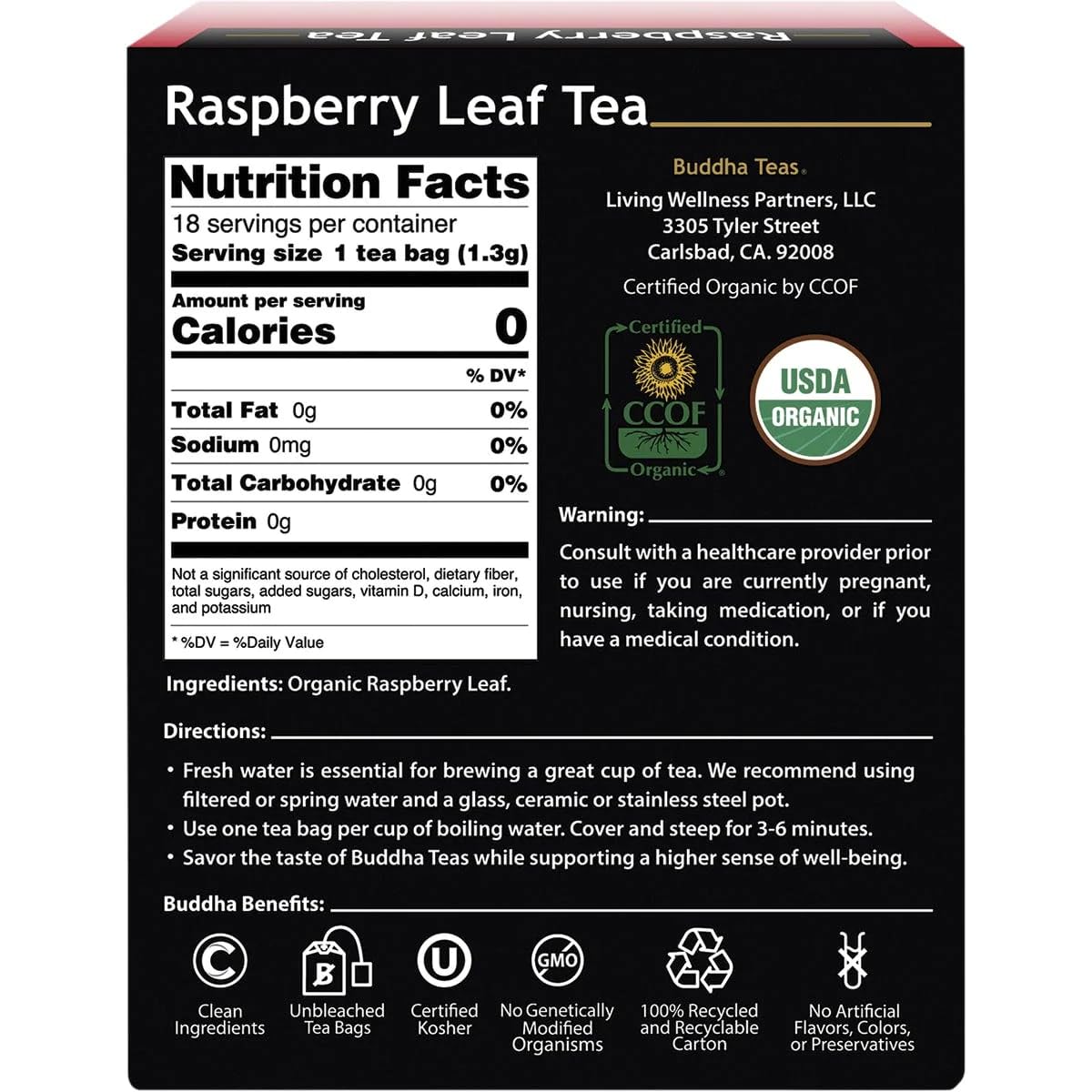 Buddha Teas - Chaga Tea - Organic Herbal Tea - For Cognitive Balance & Overall Health - With Chaga Mushroom, Antioxidants & B Vitamins - Caffeine Free - OU Kosher - 18 Tea Bags (Pack of 1)
