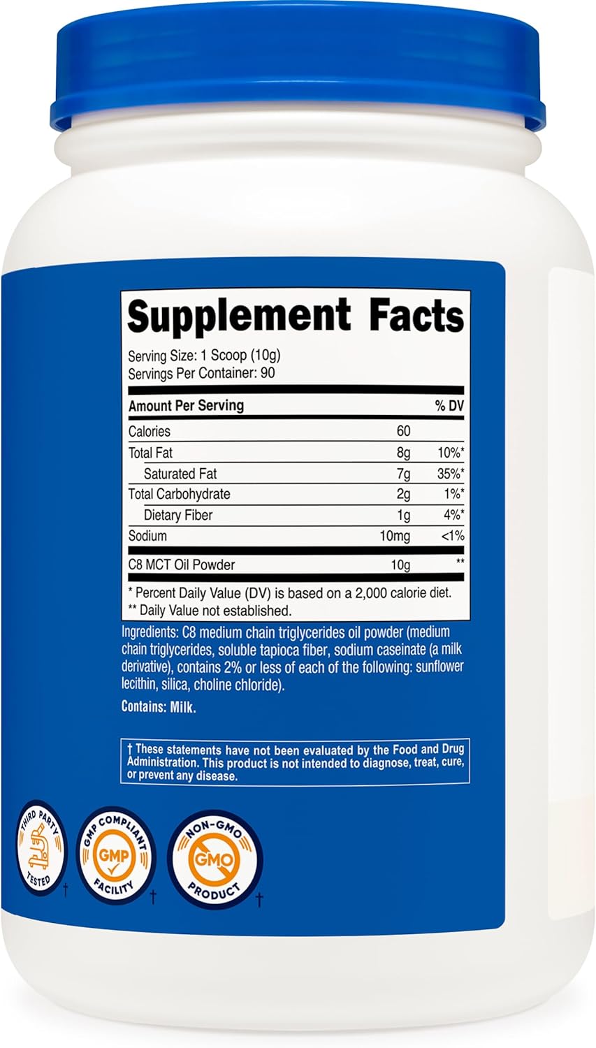 Nutricost C8 MCT Oil Powder 23 Servings (8oz) - 95% C8 MCT Oil Powder