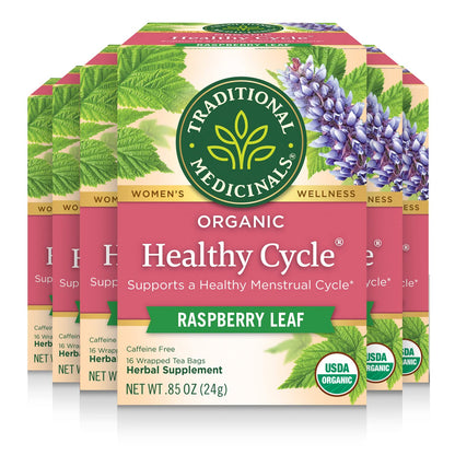 Traditional Medicinals Tea, Organic Healthy Cycle, Supports Healthy Menstrual Cycles, Includes Spearmint,16 Tea Bags