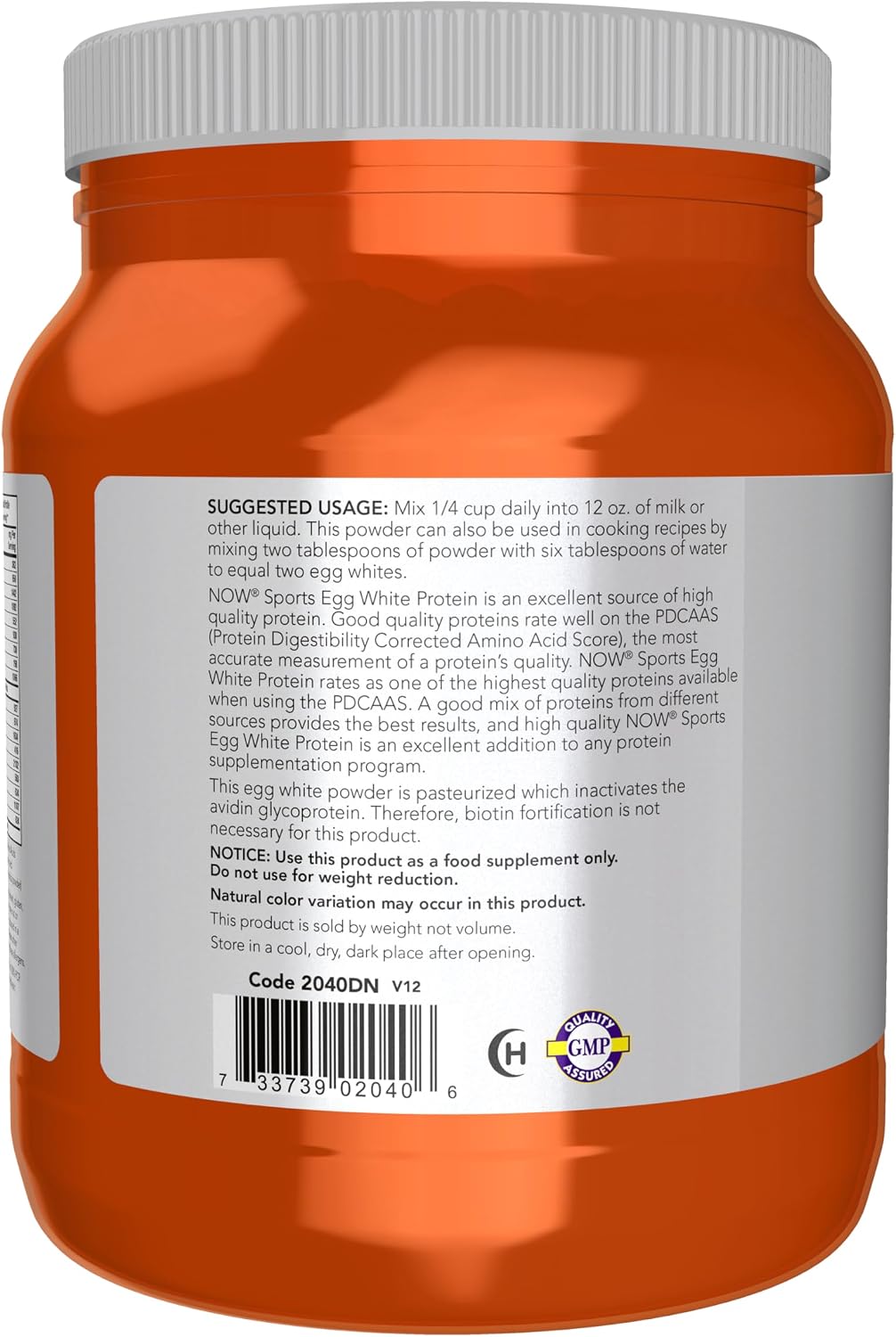 NOW Foods Sports Nutrition, Egg White Protein, 16 g With BCAAs, Unflavored Powder, 1.2-Pound