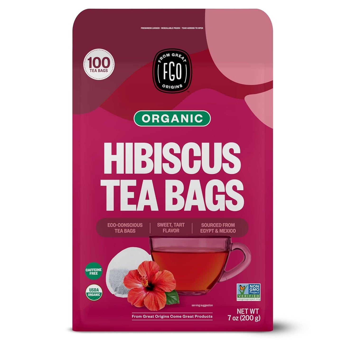 FGO Organic Milk Thistle Tea, 100 Count, Eco-Conscious Herbal Tea Bags, Resealable Bag, Caffeine Free, Packaging May Vary (Pack of 1)