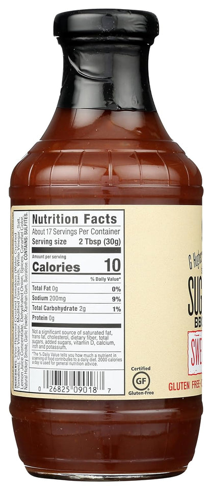 G Hughes Sugar Free BBQ Sauce, Sweet & Spicy, No High Fructose Corn Syrup, Low Carb, Gluten Free, 18 Ounce