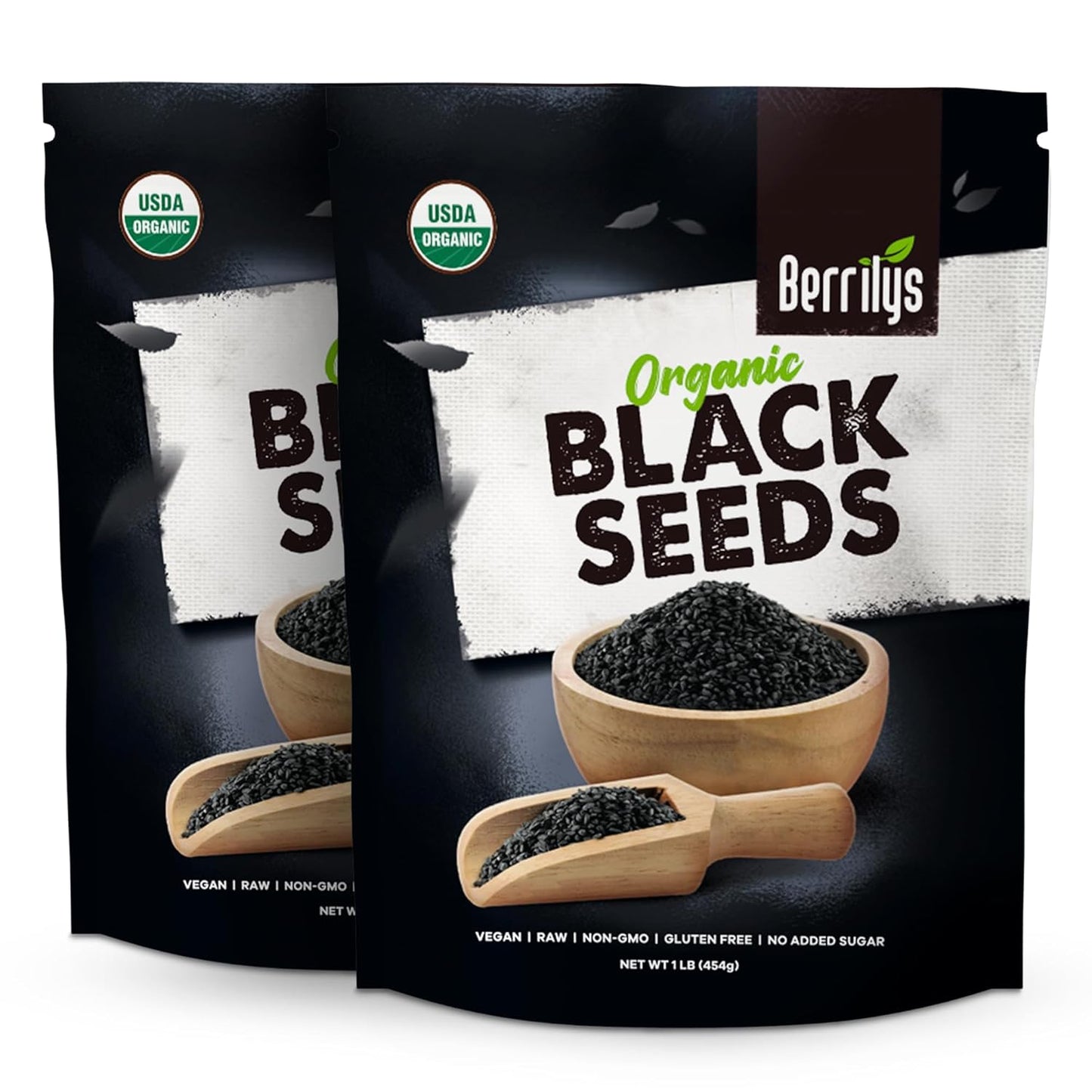 Berrilys Black Seeds - USDA Organic Nigella Sativa, Kalonji & Black Cumin Seeds, Vegan, Gluten-Free - Pure Spice & Health Food, Enhances Flavor of Dishes, Nutrient-Rich, Premium Quality - 10oz