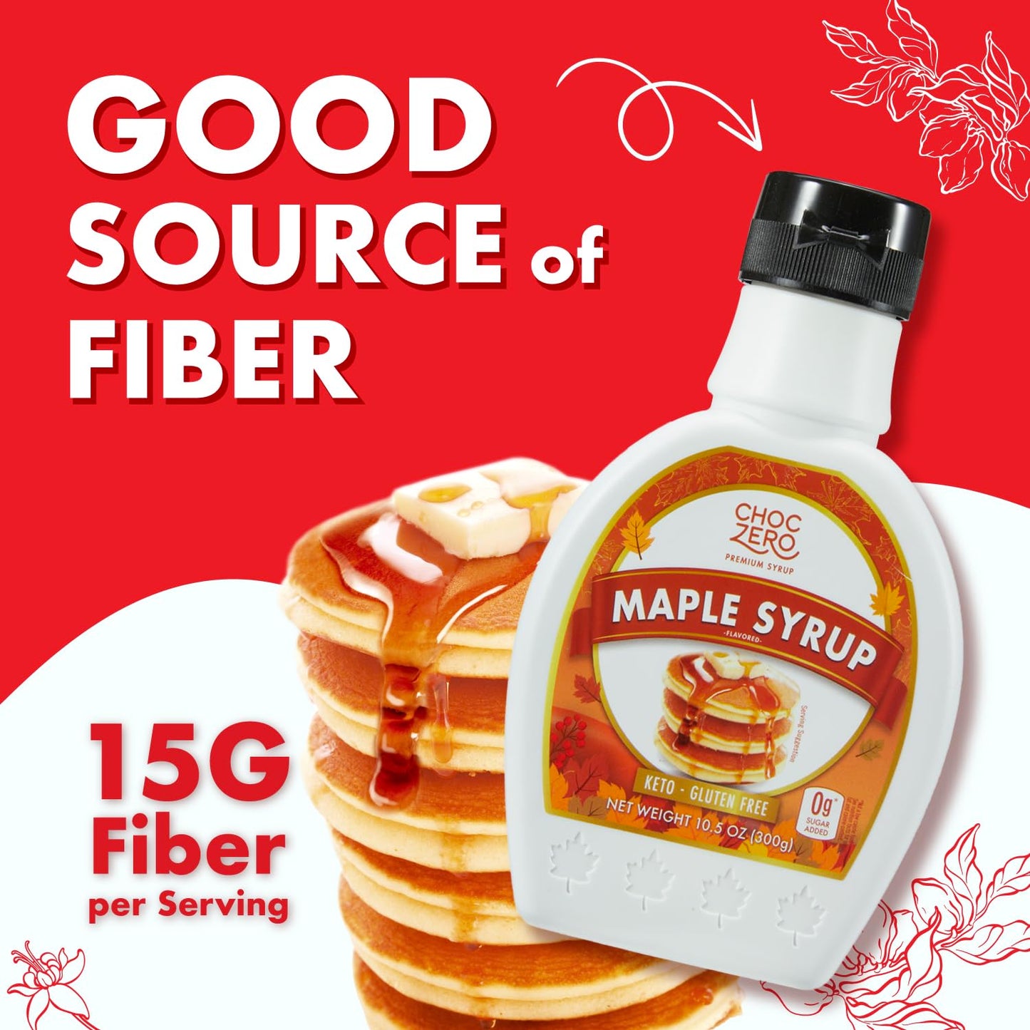 ChocZero Sugar Free Maple Syrup, No Sugar Alcohols, Keto, Low Carb, High Fiber, 10.5 oz Bottle
