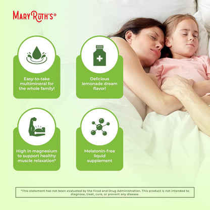 MaryRuth Organics Liquid Nighttime Multimineral | No Melatonin | Bedtime Routine | Magnesium Citrate | Calcium | Zinc | Vitamin D3| Available in 4 Flavors - Vegan | Sugar Free | Gluten Free | 32 Oz