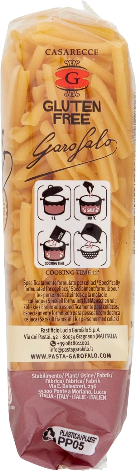 Garofalo Gluten Free Casarecce Italian Dried Pasta, 400g - Suitable for Coeliac and Vegan diets (Pack of 1)