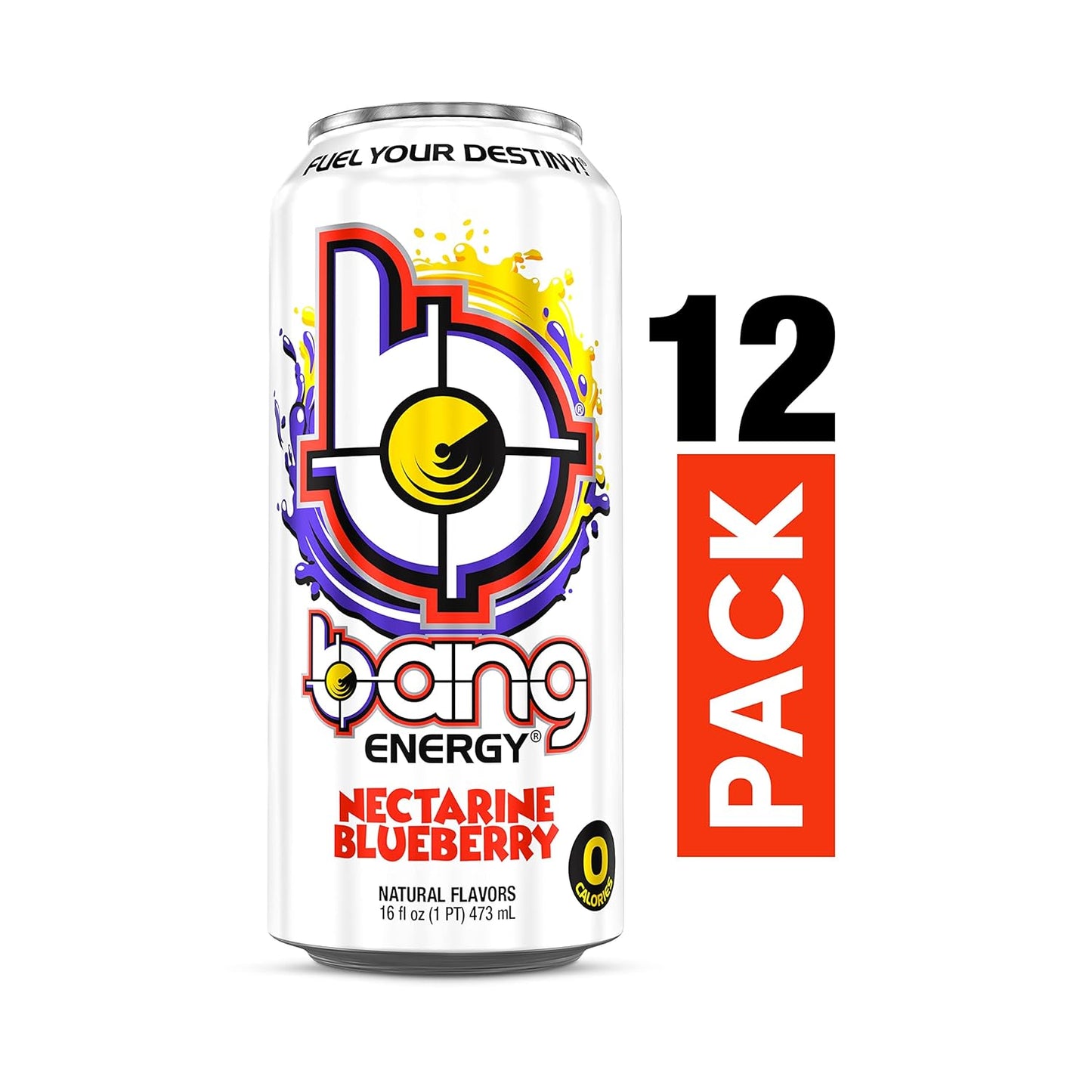 Bang Energy Nectarine Blueberry, Sugar-Free Energy Drink , 16-Ounce.