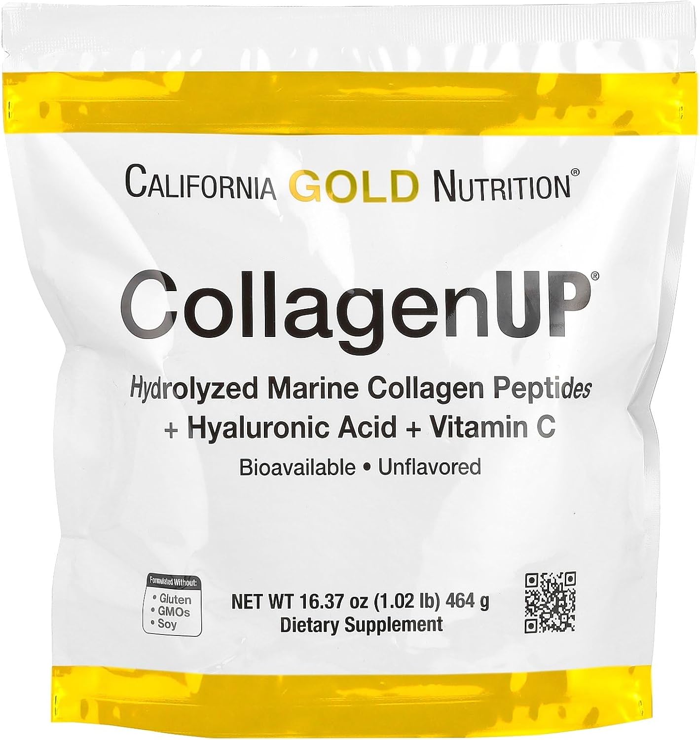 California Gold Nutrition CollagenUP Marine Collagen Hyaluronic Acid Vitamin C Unflavored 16 36 oz 464 g