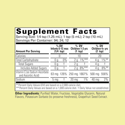 CHILDLIFE ESSENTIALS Liquid Vitamin C - Pure Vitamin C Liquid Supplement for Kids, Toddlers, & Babies, Immune System Support, Low Sugar, Natural Orange Flavor - 4 Fl Oz (Pack of 1)