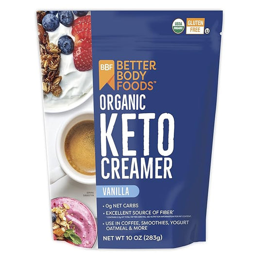 BetterBody Foods Organic Keto Creamer, Vanilla Creamer, Dairy-Free, Gluten-Free, 10 oz, white, 1 Count