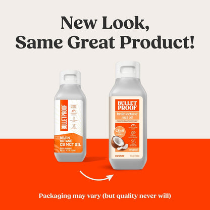Bulletproof Coconut Brain Octane C8 MCT Oil, 16 Ounces, Premium Keto Supplement for Sustained Energy, Brain and Body Fuel, Unflavored, Add to Coffee and Smoothies, Packaging May Vary