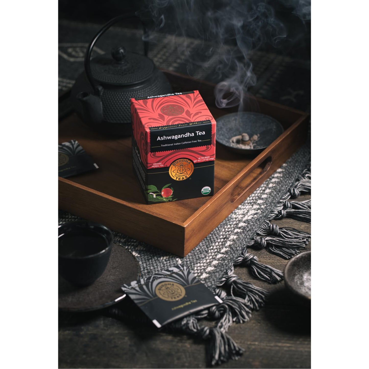 Buddha Teas - Chaga Tea - Organic Herbal Tea - For Cognitive Balance & Overall Health - With Chaga Mushroom, Antioxidants & B Vitamins - Caffeine Free - OU Kosher - 18 Tea Bags (Pack of 1)