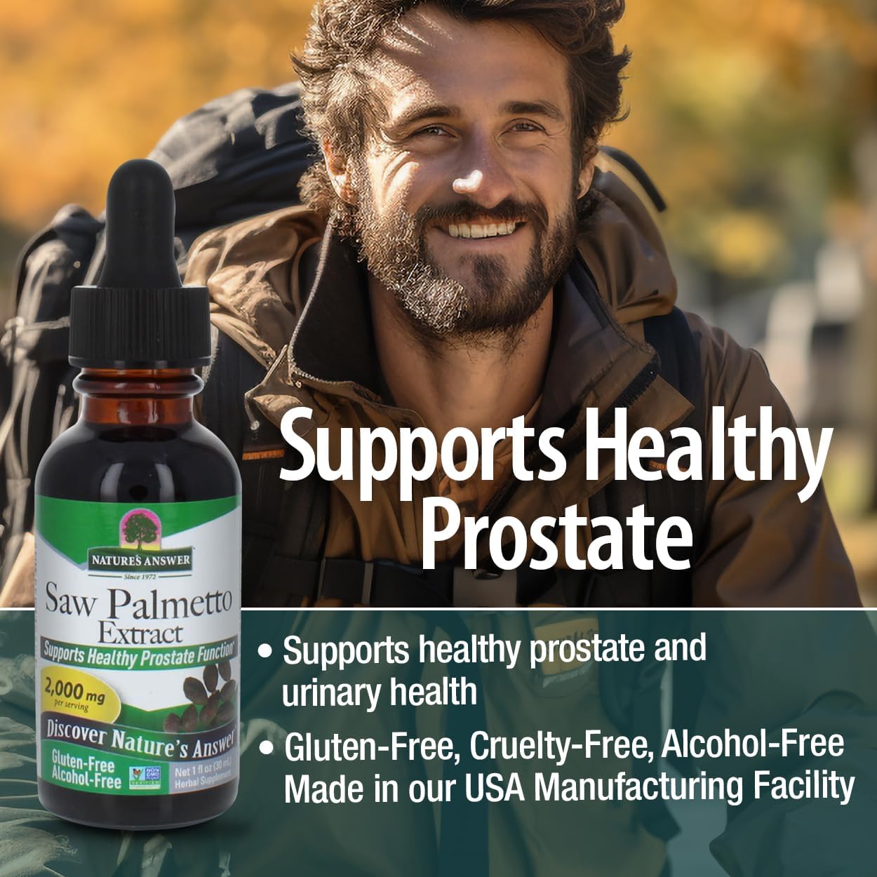 Nature's Answer Alcohol-Free Saw Palmetto Berry Extract, 1-Fluid Ounce | Prostate Support | Natural Urinary Health | Promotes Hair Growth